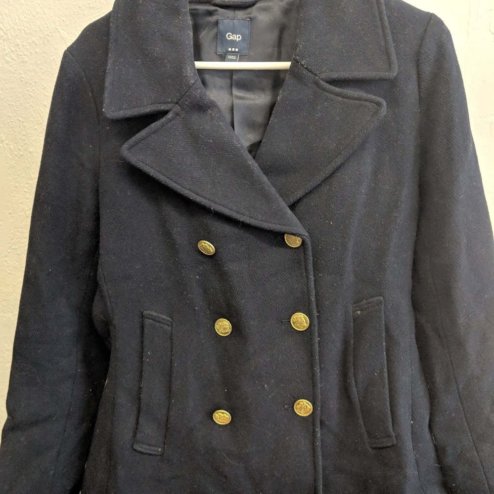 Navy blue peacoat